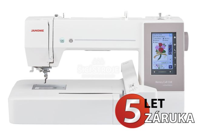 Vyšívací stroj JANOME MEMORY CRAFT 550E LE velikosti XXL