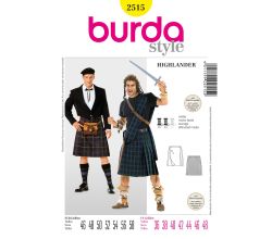 Střih Burda 2515 - Kilt, Highlander, Skot, William Wallace