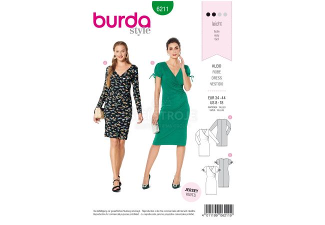Střih Burda 6211 - žerzejové šaty