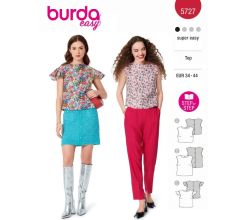 Střih Burda 5727 - Halenka s propínáním na zádech, top bez rukávů, crop top