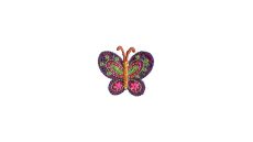 Nášivka motýlek s flitry, nažehlovací, fialová/vícebarevná