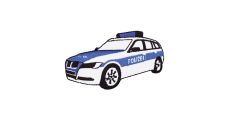 Nášivka policejní auto, nažehlovací, bílá/modrá