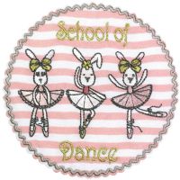 Nášivka škola tance, samolepicí/nažehlovací, bílá/růžová