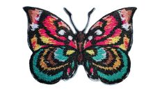 Nášivka motýl, samolepicí/nažehlovací, růžová/tyrkysová