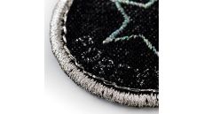 Nášivka džínový štítek hvězda, kruh, nažehlovací, černá