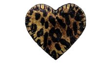 Nášivka srdce, vzor leoparda, nažehlovací