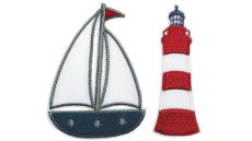 Nášivka loď a věž, samolepicí/nažehlovací, modrá/červená