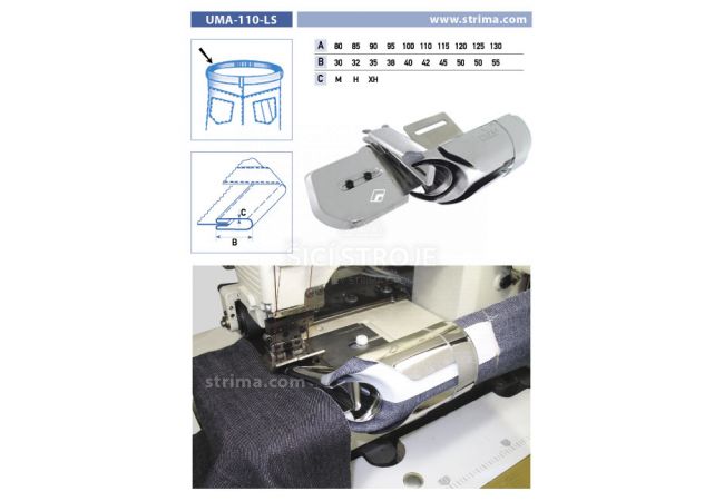 Lemovač pro všívání pásku pro šicí stroje UMA-110-LS 115/45 XH
