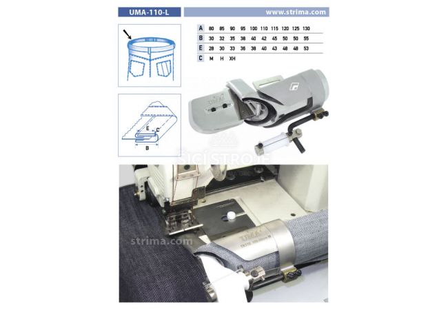 Lemovač pro všívání pásku pro šicí stroje UMA-110-L 80/30/28 XH
