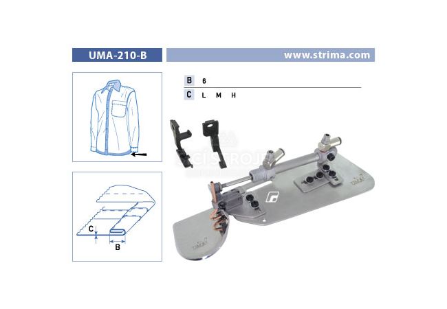 Zakladač s podvinutím pro šicí stroje UMA-210-B 6 L
