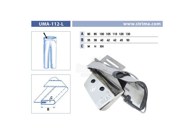 Lemovač pro všívání pásku pro šicí stroje UMA-112-L 95/38 H
