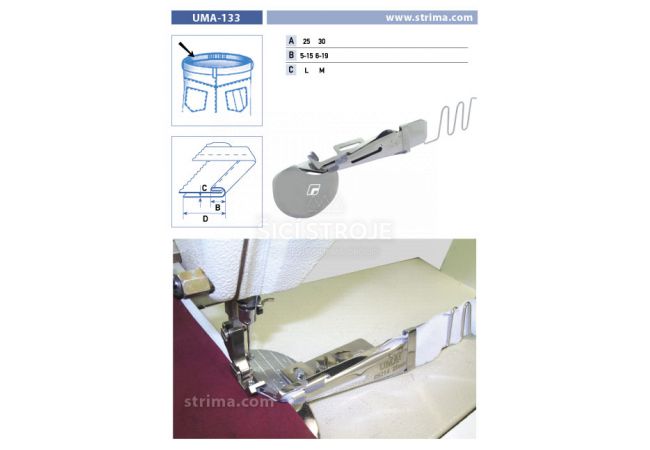 Lemovač pro všívání pásku pro šicí stroje UMA-133 25/5-15 L