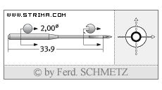 Strojové jehly pro průmyslové šicí stroje Schmetz 135X5 BLUK. 90s