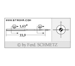 Strojové jehly pro průmyslové šicí stroje Schmetz 16X1 SES 80