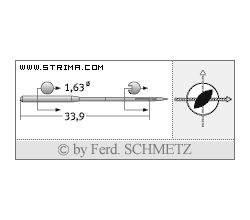 Strojové jehly pro průmyslové šicí stroje Schmetz 16X2 R TW 90