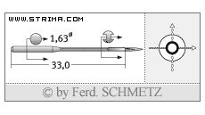 Strojové jehly pro průmyslové šicí stroje Schmetz 1807 A 90
