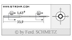 Strojové jehly pro průmyslové šicí stroje Schmetz 287 WK H 90