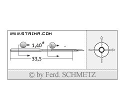 Strojové jehly pro průmyslové šicí stroje Schmetz 459 R 65