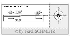 Strojové jehly pro průmyslové šicí stroje Schmetz MY 1014 H 75