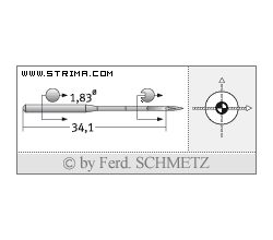 Strojové jehly pro průmyslové šicí stroje Schmetz UY 180 GS SES 100