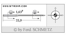 Strojové jehly pro průmyslové šicí stroje Schmetz 68X5 SES 90
