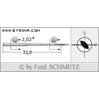 Strojové jehly pro průmyslové šicí stroje Schmetz 16X2 TW 120