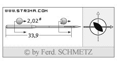 Strojové jehly pro průmyslové šicí stroje Schmetz 16X2 TW 120