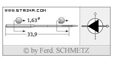 Strojové jehly pro průmyslové šicí stroje Schmetz 34 D 90
