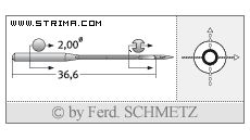 Strojové jehly pro průmyslové šicí stroje Schmetz UY 108 GS 75